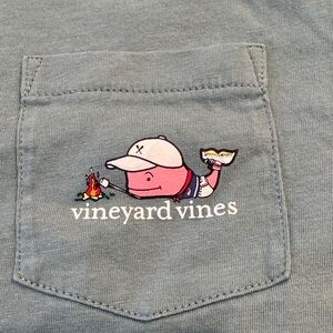 Vineyard Vines Green Tee with Pink Whale Graphic camp fire